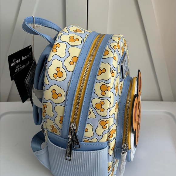 Loungefly Disney Breakfast Waffle Mickey scented blue mini backpack bag purse - Picture 6 of 9